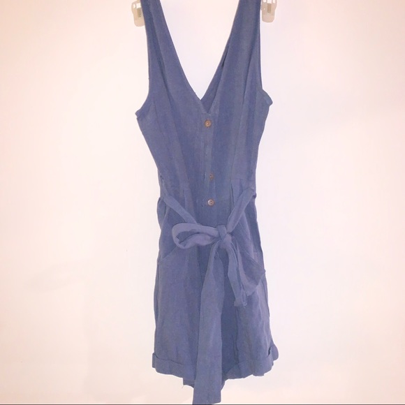 Vici Button Down Tie Waist Navy Romper Size Med - Picture 11 of 16